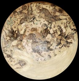 Fatimid-Zirid plate with a battle scene from Sabra al-Mansuriyya